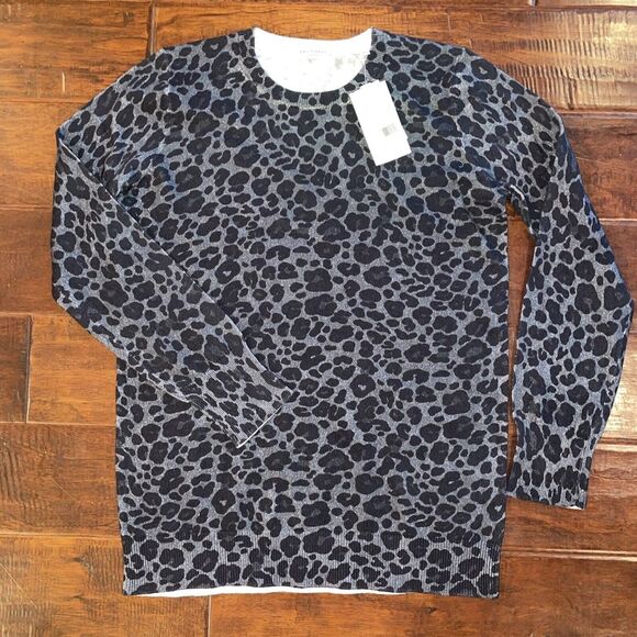 Equipment Sweaters - Equipment Femme Leopard Print Sweater Grey Cotton/Cashmere NWT Size Small